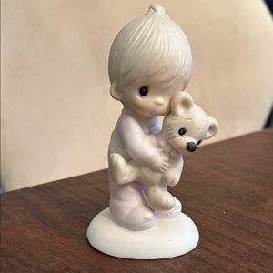 Precious Moments Boy Figurine Hugging Teddy Bear